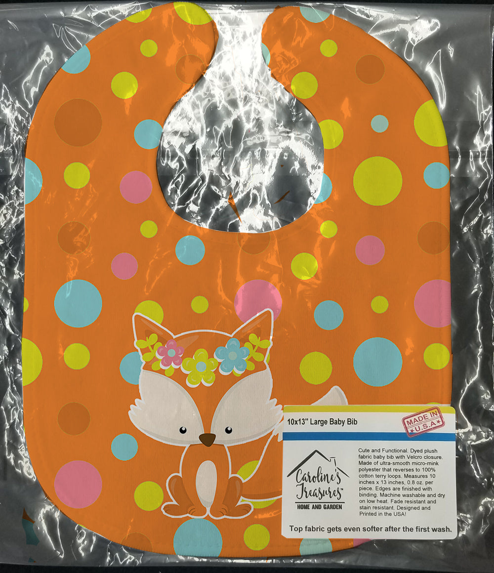 Baby Fox Flowerchild Polkadots Baby Bib Easy-Clean Baby Bib Baby Feeding Accessory Baby Mealtime Essential, 10 x 13, Multicolor