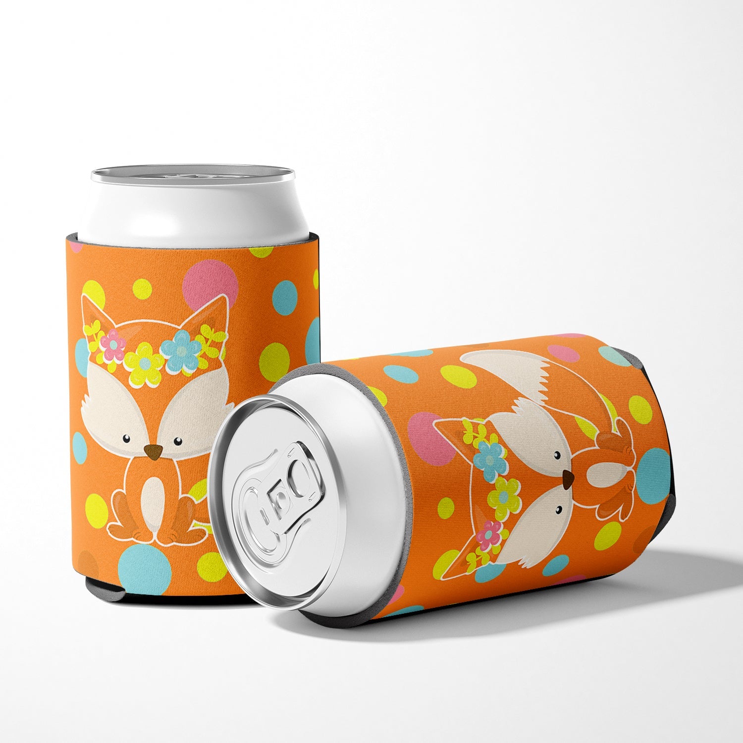 Baby Fox Flowerchild Polkadots Can or Bottle Hugger Cooler Sleeve for Standard 12 oz Cans, Insulated Foam Beer & Soda Can Hugger Reusable