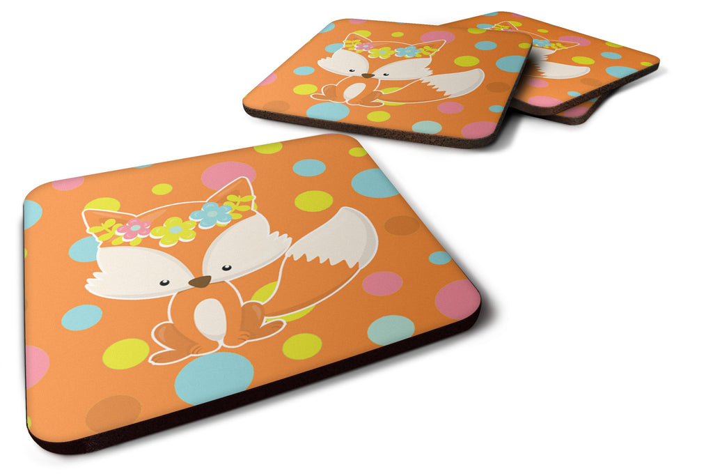 Baby Fox Flowerchild Polkadots Foam Coasters Set of 4 Cup Coasters for Indoor Outdoor, Tabletop Protection, Anti Slip, Mouse pad Material