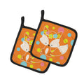 Baby Fox Flowerchild Polkadots Pot Holder Set of 2 Heat Resistant Quilted Hot Pads 7.5 x 7.5 Inch, Insulated Kitchen Trivets for Cooking & Baking
