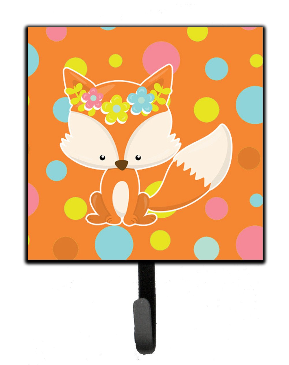 Baby Fox Flowerchild Polkadots Leash or Key Holder Wall Hooks, Key Hooks Holder, Coat Rack Wall Mount, Coat Hooks, Hooks for Hanging Keys, Towels, Aprons, Leashes