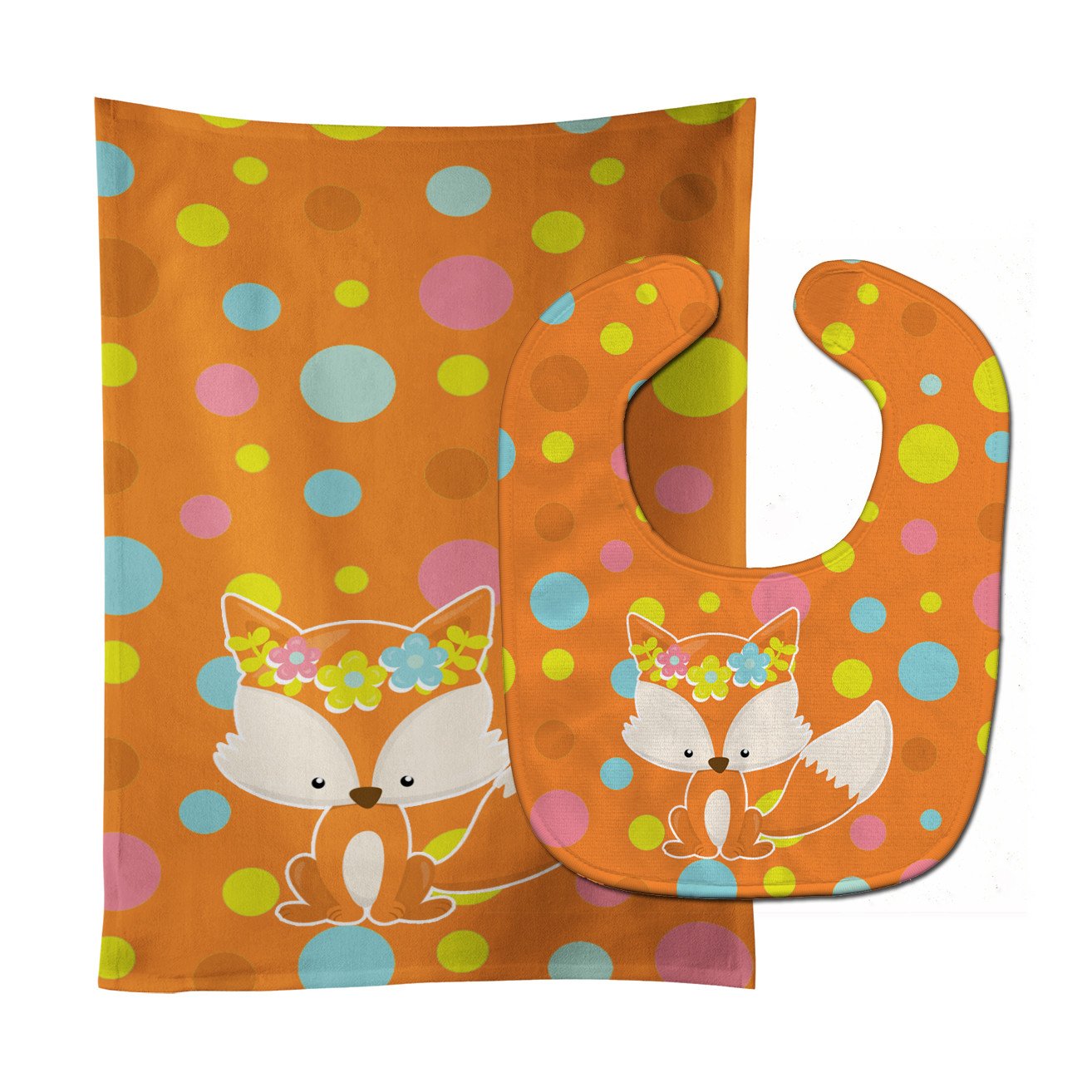 Baby Fox Flowerchild Polkadots Baby Bib & Burp Cloth Easy-Clean Baby Bib Baby Feeding Accessory Baby Mealtime Essential