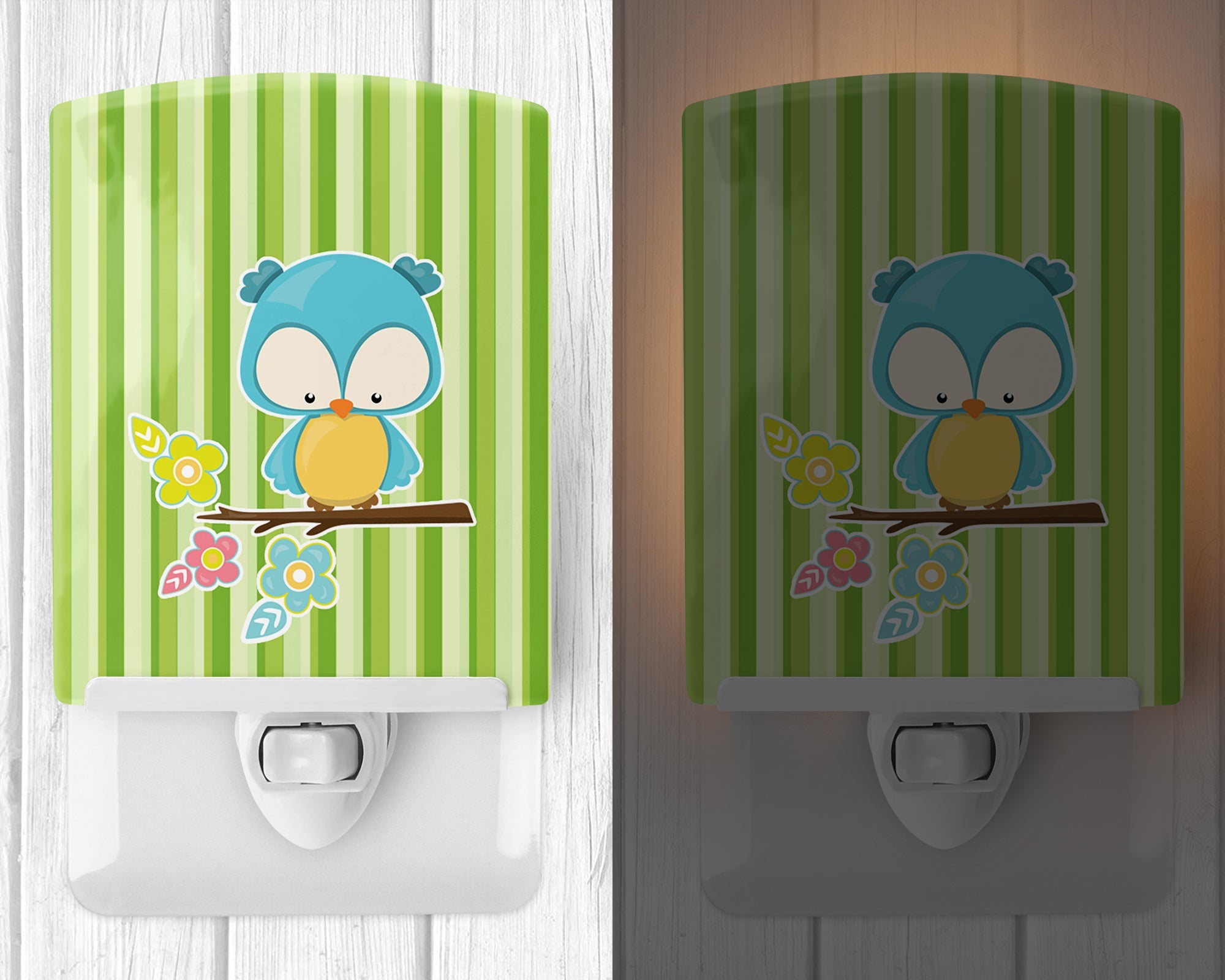Bird on Branch Ceramic Night Light Compact, UL-Certified, Ideal for Bedroom, Bathroom, Nursery, Hallway, Kitchen, 6x4x3, Multicolor
