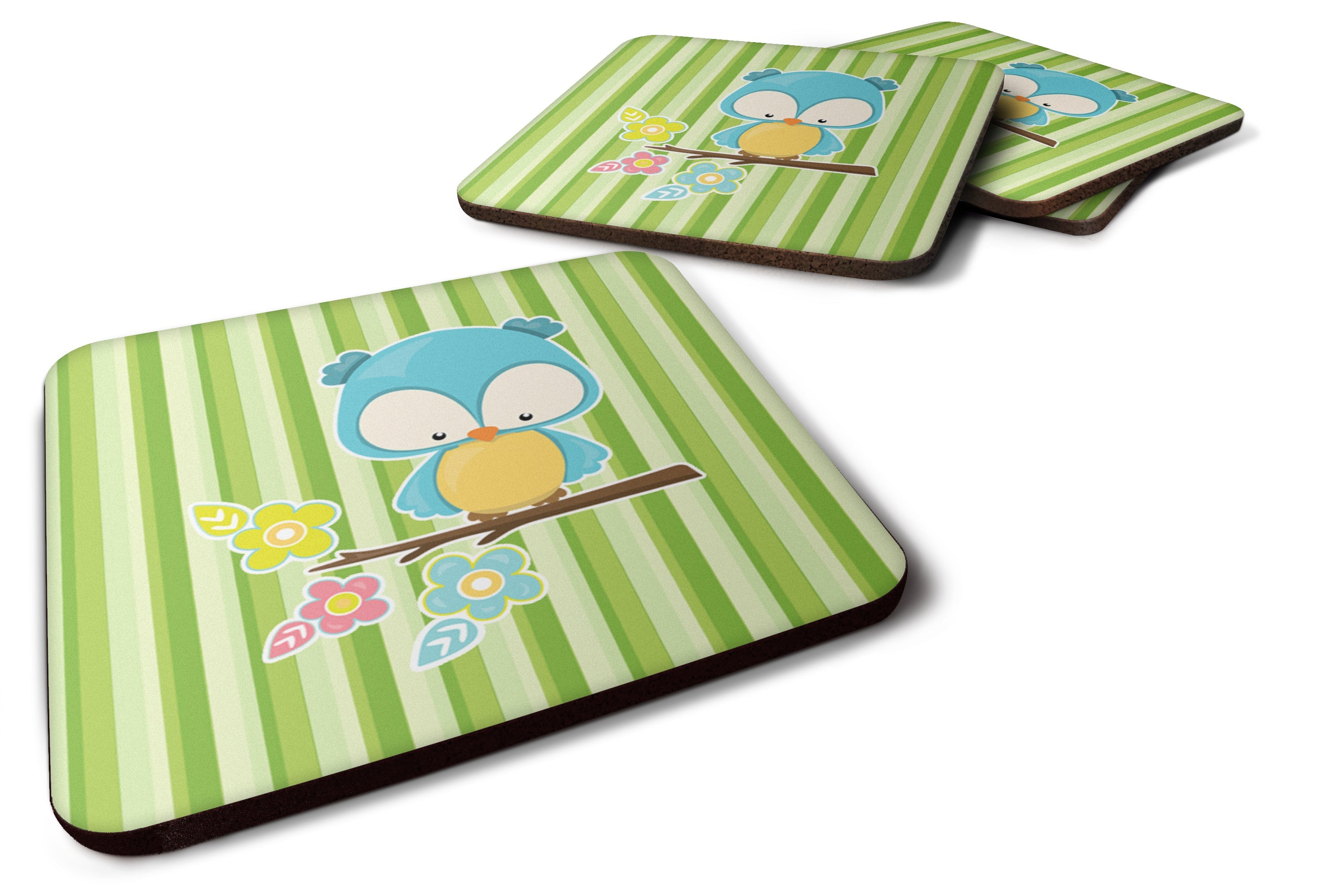Bird on Branch Foam Coasters Set of 4 Cup Coasters for Indoor Outdoor, Tabletop Protection, Anti Slip, Mouse pad Material