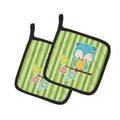 Bird on Branch Pot Holder Set of 2 Heat Resistant Quilted Hot Pads 7.5 x 7.5 Inch, Insulated Kitchen Trivets for Cooking & Baking