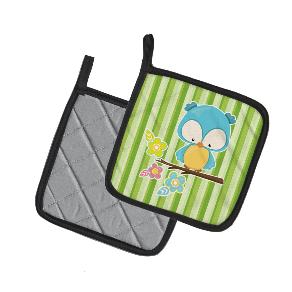 Bird on Branch Pot Holder Set of 2 Heat Resistant Quilted Hot Pads 7.5 x 7.5 Inch, Insulated Kitchen Trivets for Cooking & Baking