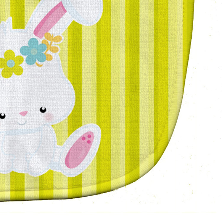 Easter White Rabbit with Flowers Baby Bib Easy-Clean Baby Bib Baby Feeding Accessory Baby Mealtime Essential, 10 x 13, Multicolor
