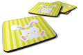 Easter White Rabbit with Flowers Foam Coasters Set of 4 Cup Coasters for Indoor Outdoor, Tabletop Protection, Anti Slip, Mouse pad Material