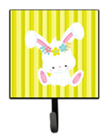 Easter White Rabbit with Flowers Leash or Key Holder Wall Hooks, Key Hooks Holder, Coat Rack Wall Mount, Coat Hooks, Hooks for Hanging Keys, Towels, Aprons, Leashes