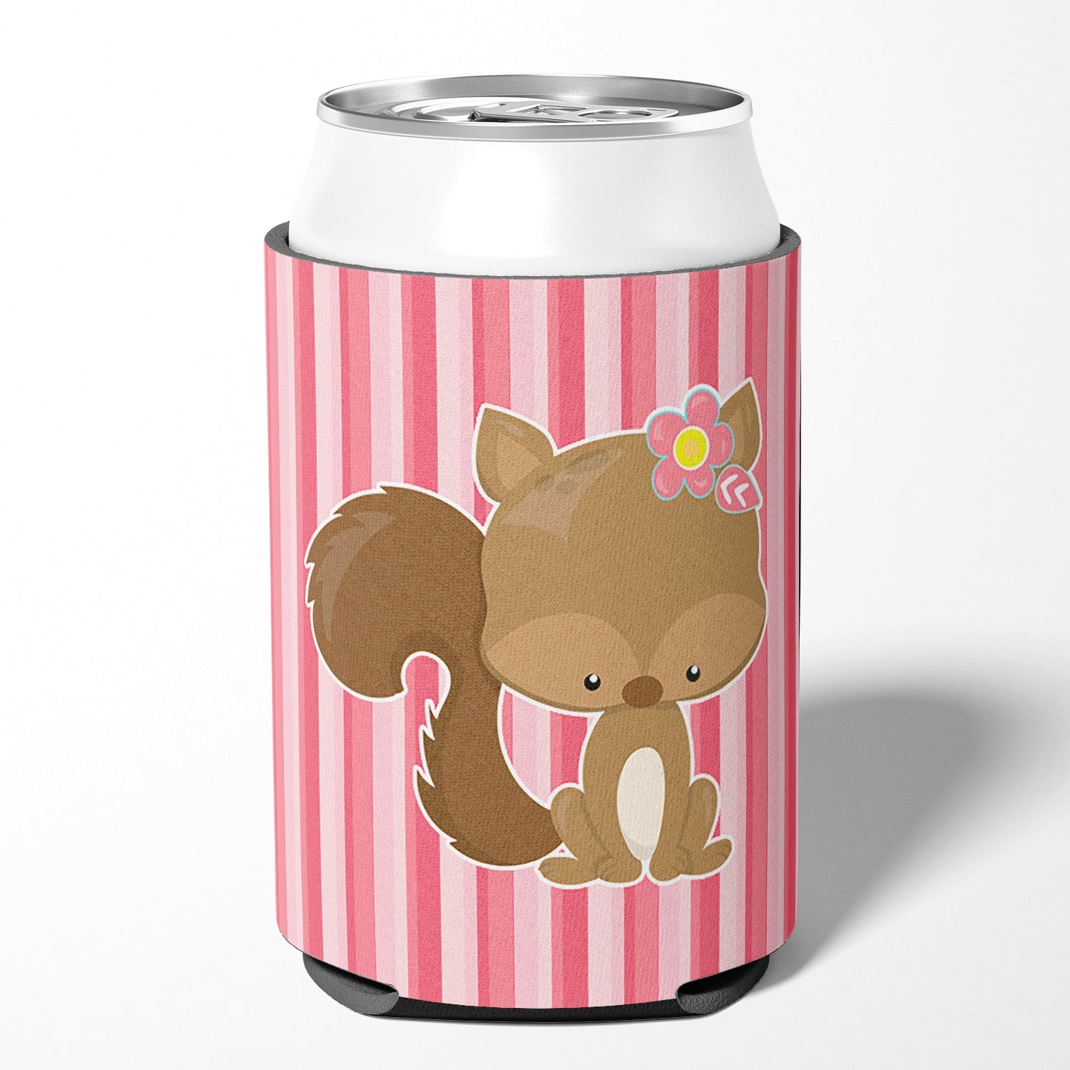 Squirrel with Flowers Can or Bottle Hugger Cooler Sleeve for Standard 12 oz Cans, Insulated Foam Beer & Soda Can Hugger Reusable
