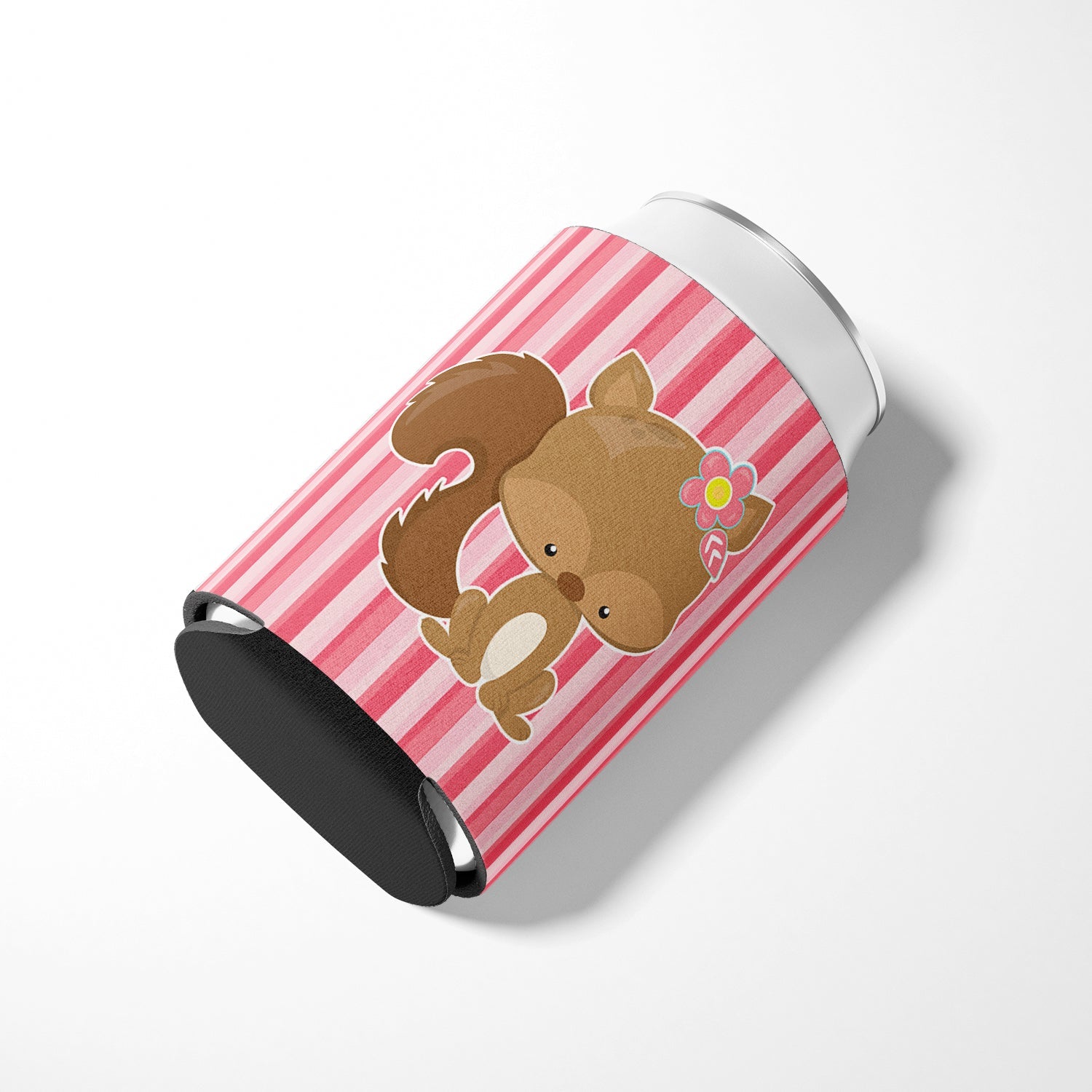 Squirrel with Flowers Can or Bottle Hugger Cooler Sleeve for Standard 12 oz Cans, Insulated Foam Beer & Soda Can Hugger Reusable