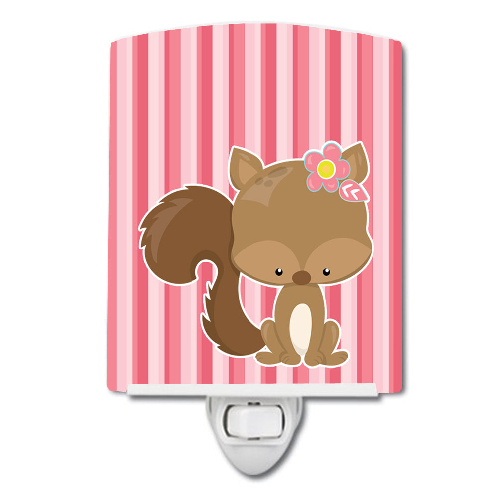 Squirrel with Flowers Ceramic Night Light Compact, UL-Certified, Ideal for Bedroom, Bathroom, Nursery, Hallway, Kitchen, 6x4x3, Multicolor
