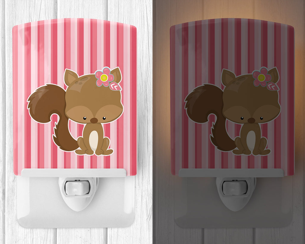 Squirrel with Flowers Ceramic Night Light Compact, UL-Certified, Ideal for Bedroom, Bathroom, Nursery, Hallway, Kitchen, 6x4x3, Multicolor