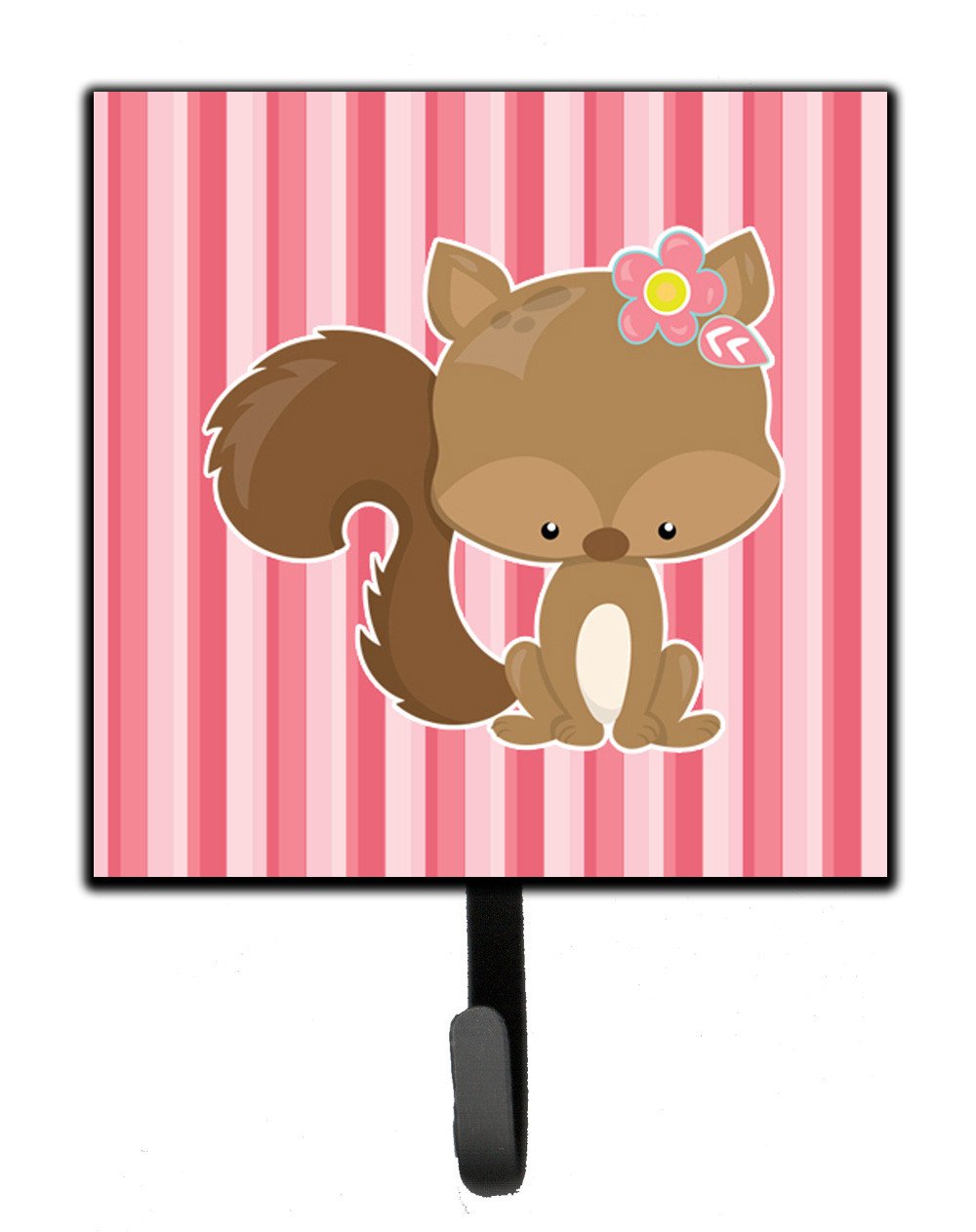 Squirrel with Flowers Leash or Key Holder Wall Hooks, Key Hooks Holder, Coat Rack Wall Mount, Coat Hooks, Hooks for Hanging Keys, Towels, Aprons, Leashes