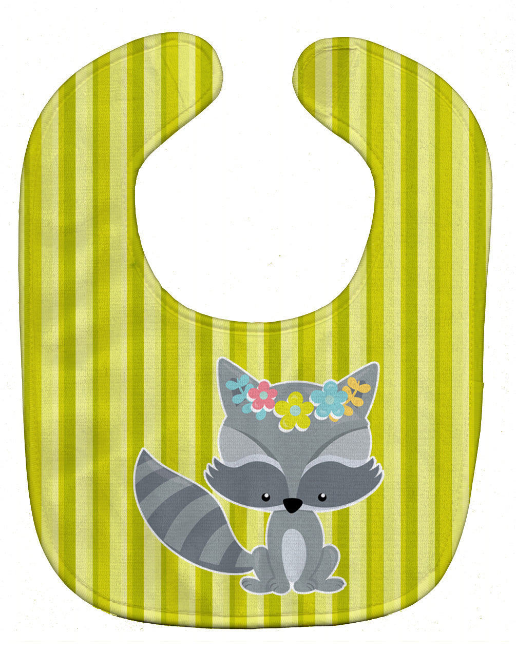 Raccoon with Flowers Baby Bib Easy-Clean Baby Bib Baby Feeding Accessory Baby Mealtime Essential, 10 x 13, Multicolor