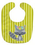 Raccoon with Flowers Baby Bib Easy-Clean Baby Bib Baby Feeding Accessory Baby Mealtime Essential, 10 x 13, Multicolor