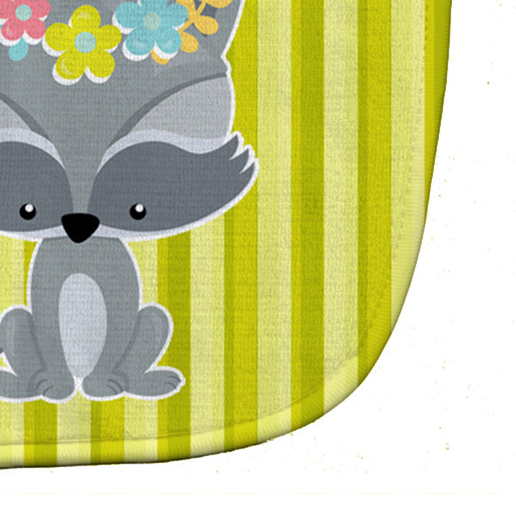 Raccoon with Flowers Baby Bib Easy-Clean Baby Bib Baby Feeding Accessory Baby Mealtime Essential, 10 x 13, Multicolor