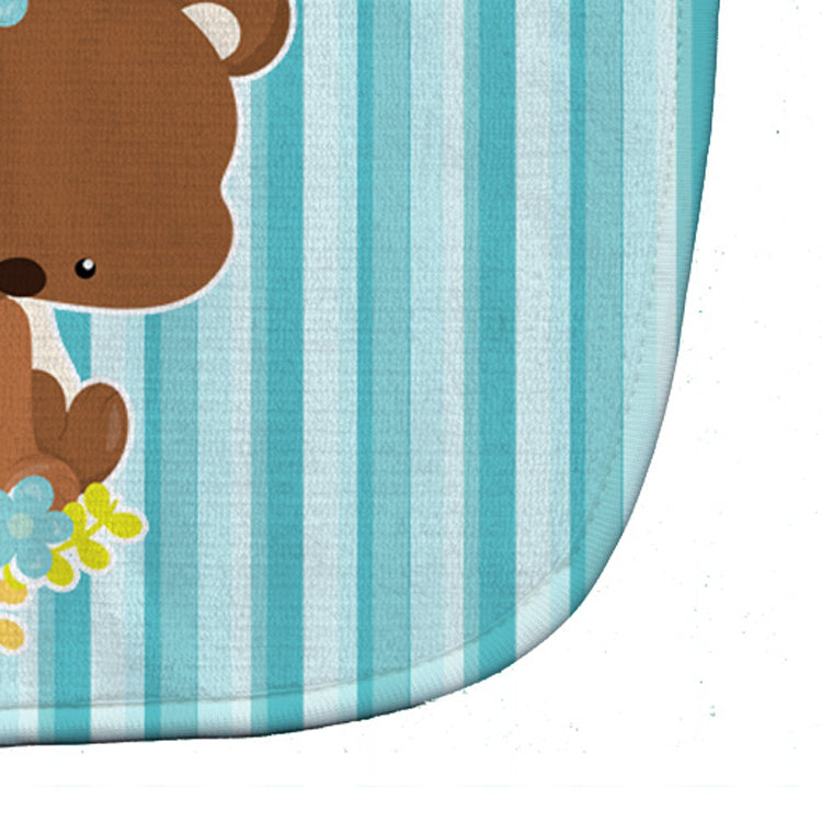 Bear with Flowers Baby Bib Easy-Clean Baby Bib Baby Feeding Accessory Baby Mealtime Essential, 10 x 13, Multicolor