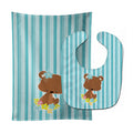 Bear with Flowers Baby Bib & Burp Cloth Easy-Clean Baby Bib Baby Feeding Accessory Baby Mealtime Essential