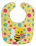 Bee with Flower Baby Bib Easy-Clean Baby Bib Baby Feeding Accessory Baby Mealtime Essential, 10 x 13, Multicolor