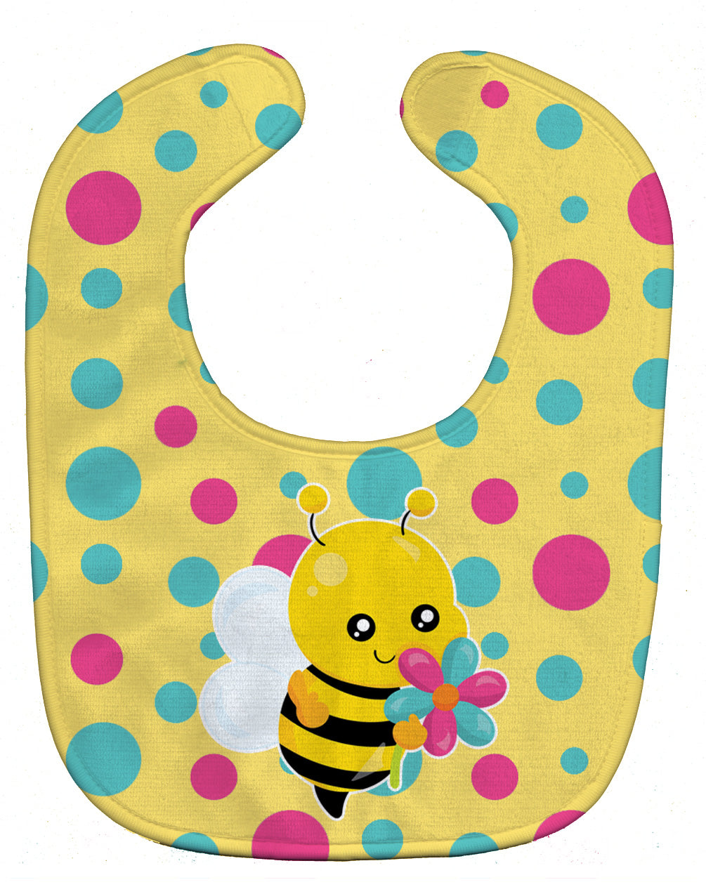 Bee with Flower Baby Bib Easy-Clean Baby Bib Baby Feeding Accessory Baby Mealtime Essential, 10 x 13, Multicolor