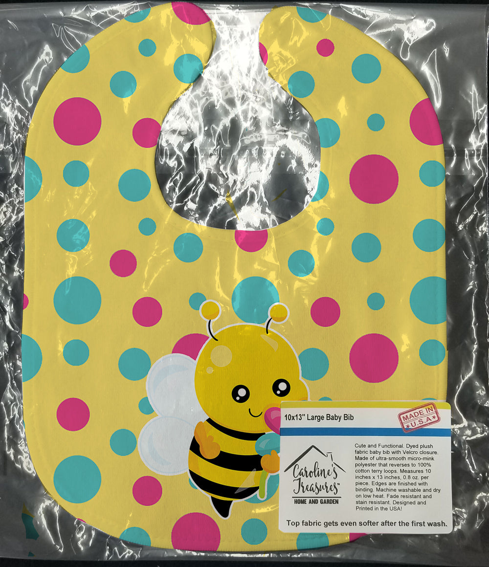 Bee with Flower Baby Bib Easy-Clean Baby Bib Baby Feeding Accessory Baby Mealtime Essential, 10 x 13, Multicolor