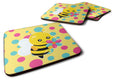 Bee with Flower Foam Coasters Set of 4 Cup Coasters for Indoor Outdoor, Tabletop Protection, Anti Slip, Mouse pad Material