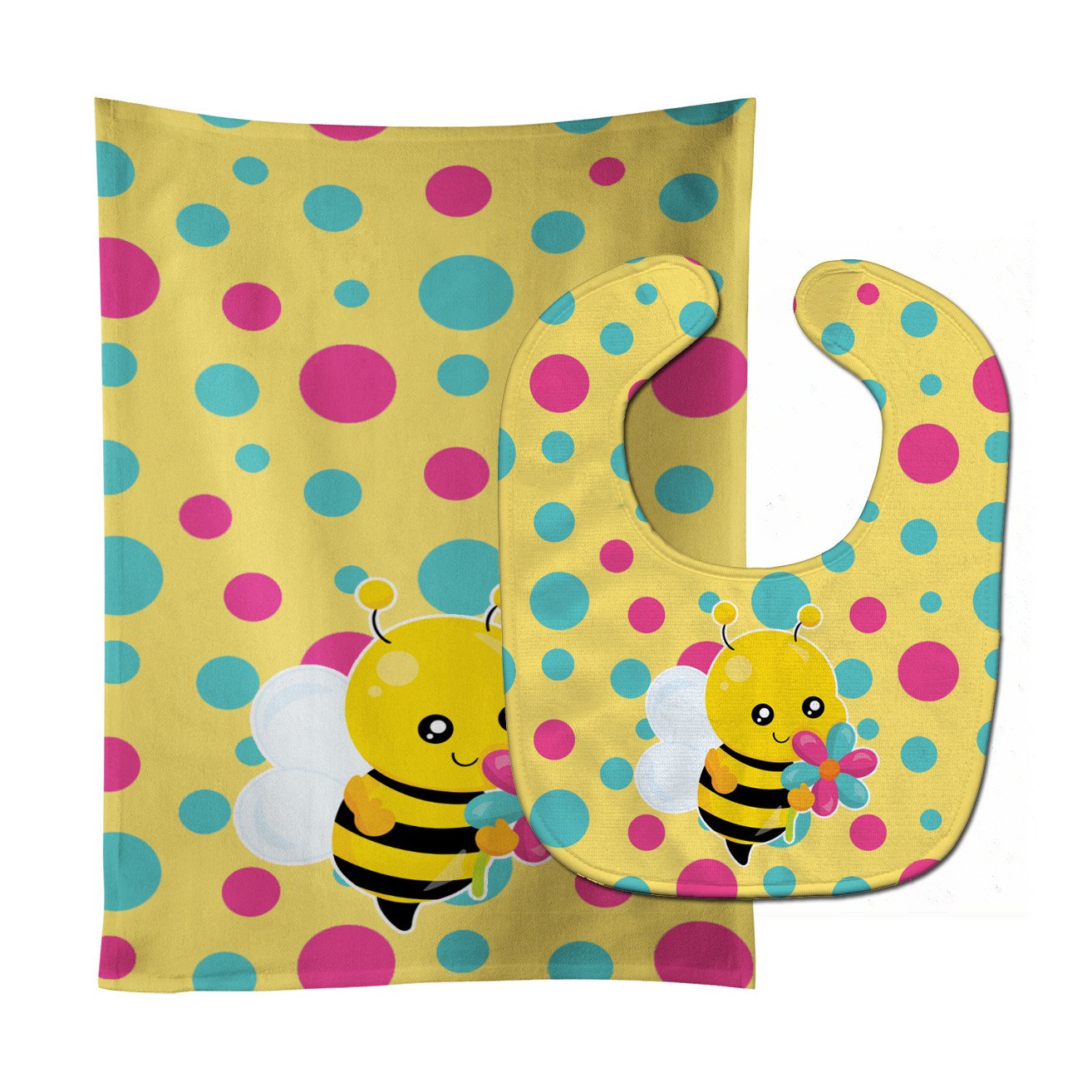 Bee with Flower Baby Bib & Burp Cloth Easy-Clean Baby Bib Baby Feeding Accessory Baby Mealtime Essential