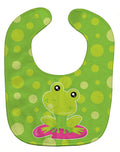 Frog on Lily Pad Green Polkadots Baby Bib Easy-Clean Baby Bib Baby Feeding Accessory Baby Mealtime Essential, 10 x 13, Multicolor