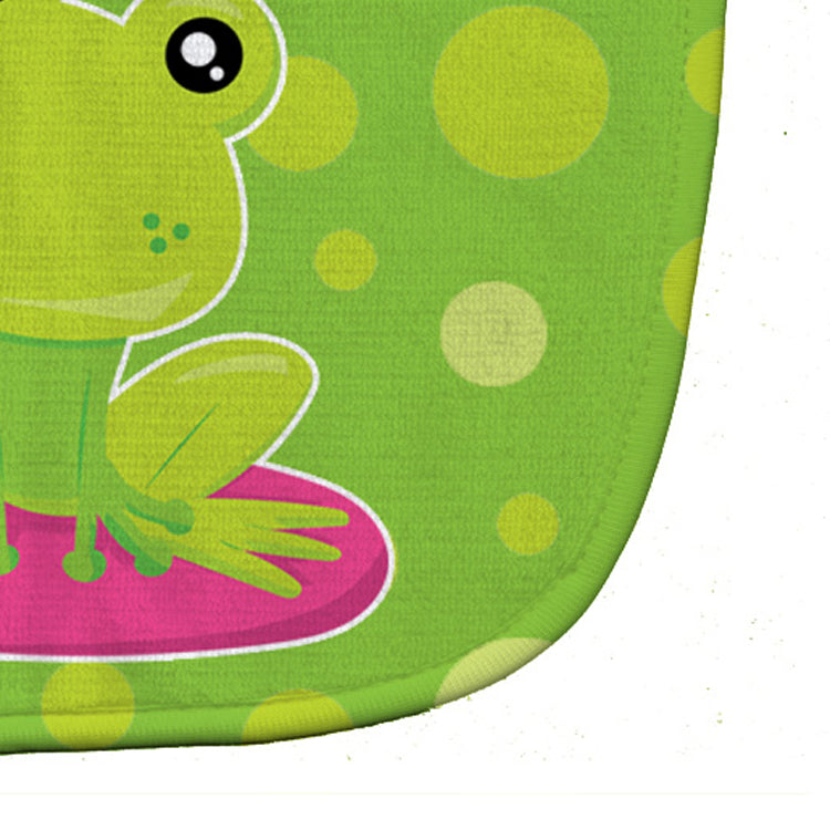 Frog on Lily Pad Green Polkadots Baby Bib Easy-Clean Baby Bib Baby Feeding Accessory Baby Mealtime Essential, 10 x 13, Multicolor