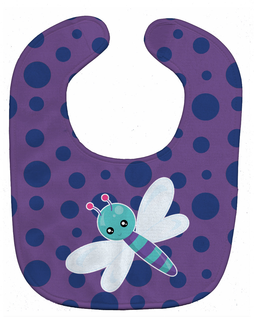 Dragonfly on Purple Polkadots Baby Bib Easy-Clean Baby Bib Baby Feeding Accessory Baby Mealtime Essential, 10 x 13, Multicolor