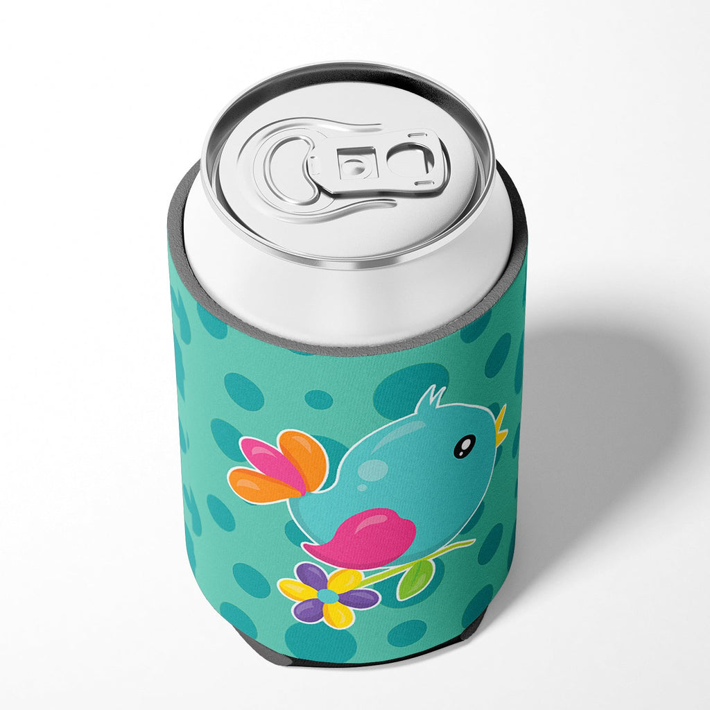 Bird on Teal Polkadots Can or Bottle Hugger Cooler Sleeve for Standard 12 oz Cans, Insulated Foam Beer & Soda Can Hugger Reusable