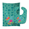 Bird on Teal Polkadots Baby Bib & Burp Cloth Easy-Clean Baby Bib Baby Feeding Accessory Baby Mealtime Essential