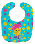 Duck in the Rain on Polkadots Baby Bib Easy-Clean Baby Bib Baby Feeding Accessory Baby Mealtime Essential, 10 x 13, Multicolor