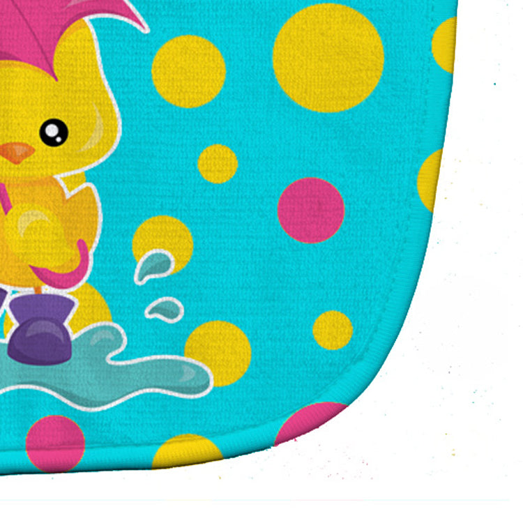 Duck in the Rain on Polkadots Baby Bib Easy-Clean Baby Bib Baby Feeding Accessory Baby Mealtime Essential, 10 x 13, Multicolor