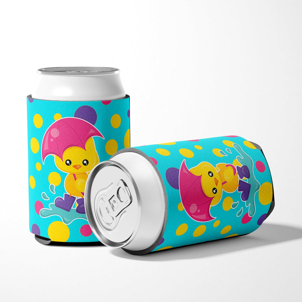 Duck in the Rain on Polkadots Can or Bottle Hugger Cooler Sleeve for Standard 12 oz Cans, Insulated Foam Beer & Soda Can Hugger Reusable