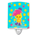 Duck in the Rain on Polkadots Ceramic Night Light Compact, UL-Certified, Ideal for Bedroom, Bathroom, Nursery, Hallway, Kitchen, 6x4x3, Multicolor