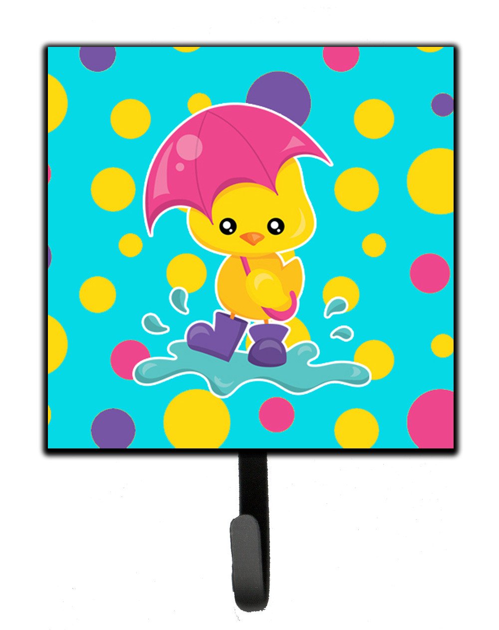 Duck in the Rain on Polkadots Leash or Key Holder Wall Hooks, Key Hooks Holder, Coat Rack Wall Mount, Coat Hooks, Hooks for Hanging Keys, Towels, Aprons, Leashes