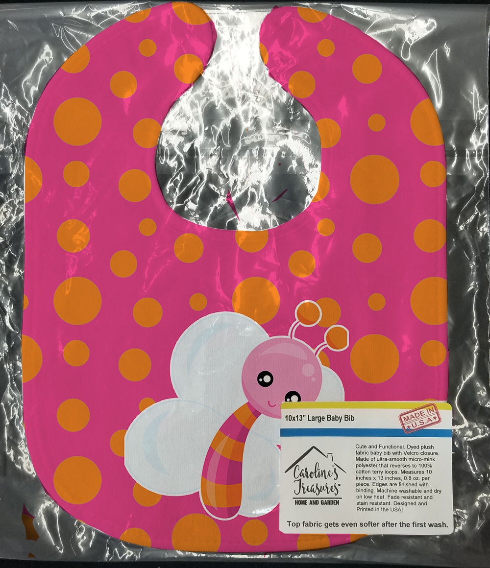 Butterfly on Polkadots Baby Bib Easy-Clean Baby Bib Baby Feeding Accessory Baby Mealtime Essential, 10 x 13, Multicolor