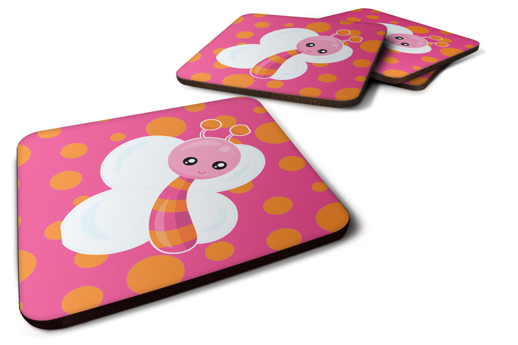 Butterfly on Polkadots Foam Coasters Set of 4 Cup Coasters for Indoor Outdoor, Tabletop Protection, Anti Slip, Mouse pad Material
