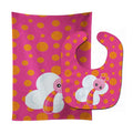 Butterfly on Polkadots Baby Bib & Burp Cloth Easy-Clean Baby Bib Baby Feeding Accessory Baby Mealtime Essential