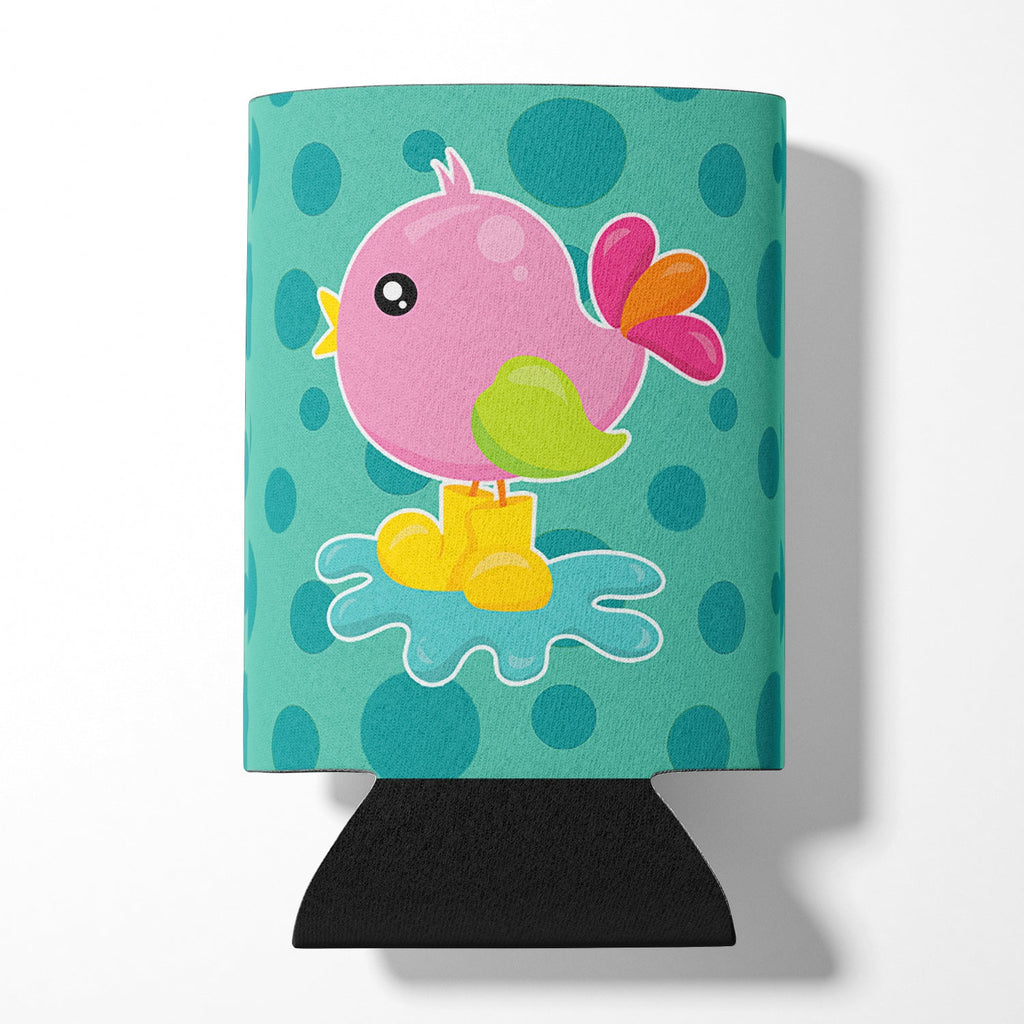 Bird in Rainboots and Puddle Can or Bottle Hugger Cooler Sleeve for Standard 12 oz Cans, Insulated Foam Beer & Soda Can Hugger Reusable
