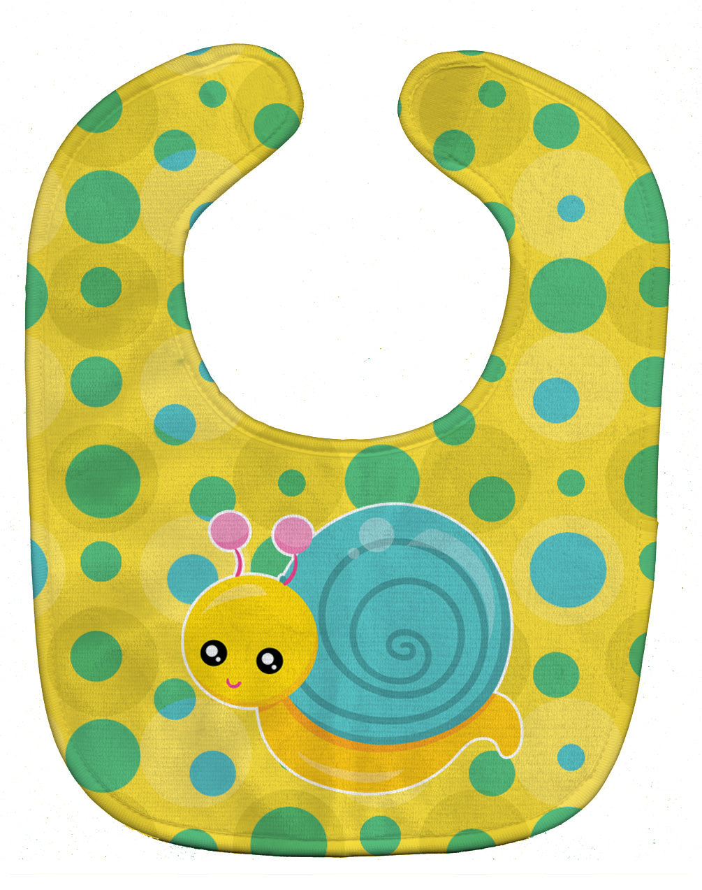 Snail on Polkadots Baby Bib Easy-Clean Baby Bib Baby Feeding Accessory Baby Mealtime Essential, 10 x 13, Multicolor
