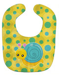 Snail on Polkadots Baby Bib Easy-Clean Baby Bib Baby Feeding Accessory Baby Mealtime Essential, 10 x 13, Multicolor