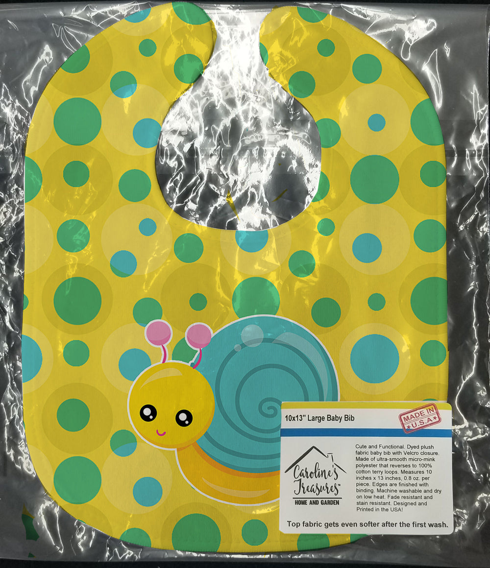 Snail on Polkadots Baby Bib Easy-Clean Baby Bib Baby Feeding Accessory Baby Mealtime Essential, 10 x 13, Multicolor