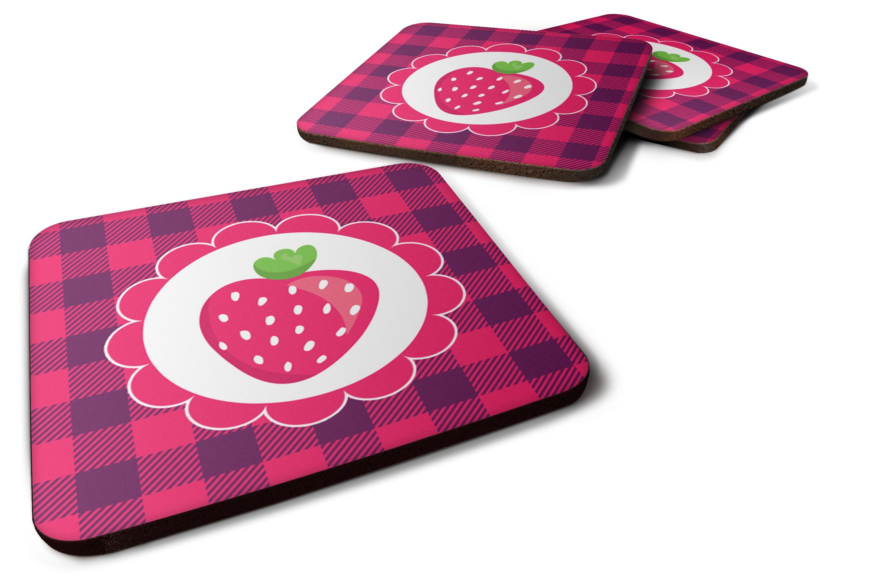 Stawberry Foam Coasters Set of 4 Cup Coasters for Indoor Outdoor, Tabletop Protection, Anti Slip, Mouse pad Material