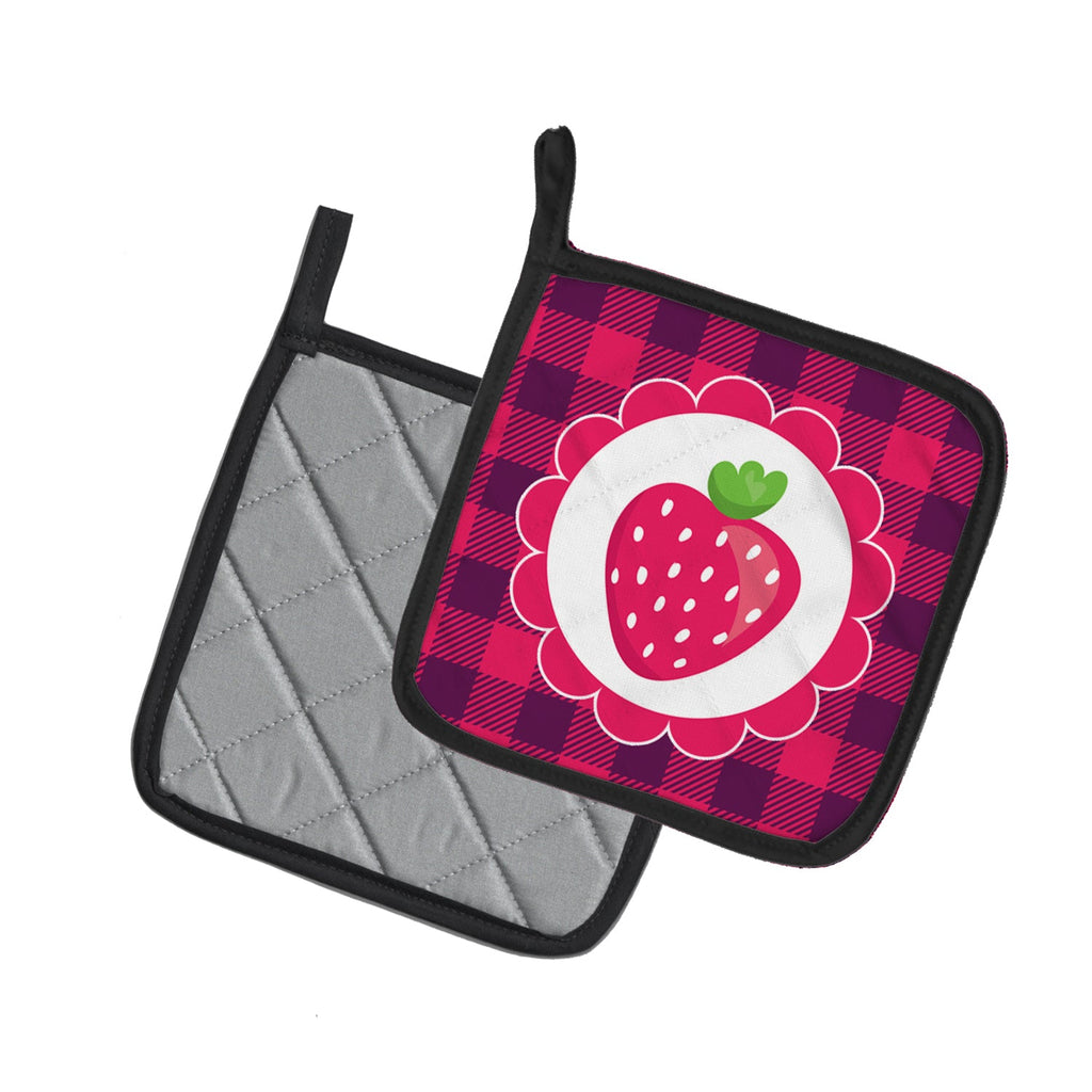 Stawberry Pot Holder Set of 2 Heat Resistant Quilted Hot Pads 7.5 x 7.5 Inch, Insulated Kitchen Trivets for Cooking & Baking