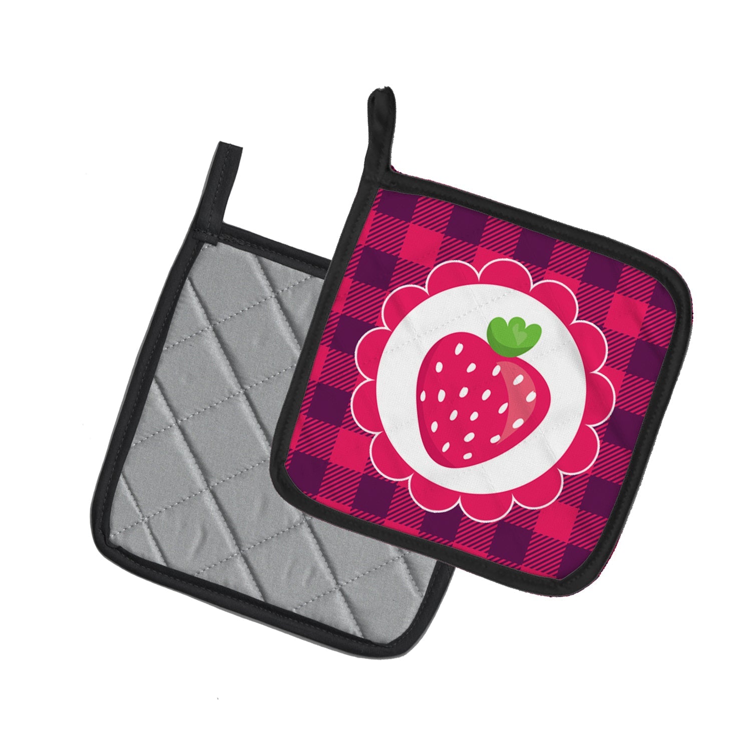 Stawberry Pot Holder Set of 2 Heat Resistant Quilted Hot Pads 7.5 x 7.5 Inch, Insulated Kitchen Trivets for Cooking & Baking