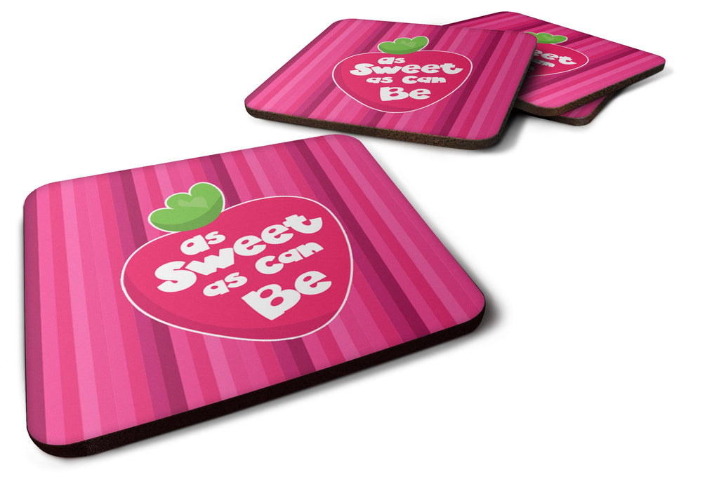 Stawberry As Sweet as Can Be Foam Coasters Set of 4 Cup Coasters for Indoor Outdoor, Tabletop Protection, Anti Slip, Mouse pad Material