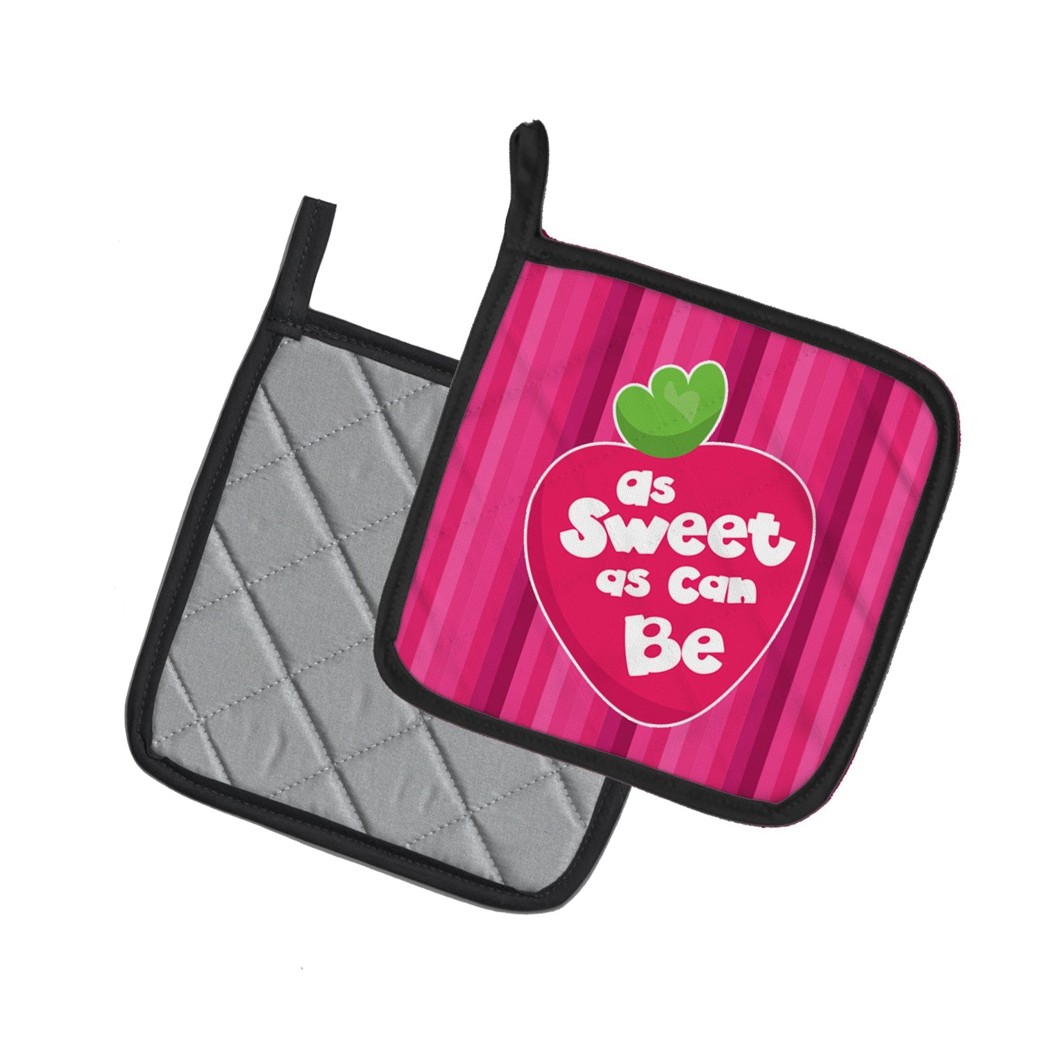 Stawberry As Sweet as Can Be Pot Holder Set of 2 Heat Resistant Quilted Hot Pads 7.5 x 7.5 Inch, Insulated Kitchen Trivets for Cooking & Baking